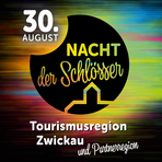 Auf dem Bild das Logo Nacht der Schlösser mit Datum und Text