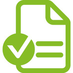 Icon eines beschriebenen Zettels in grün