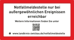 Zusatzschild zum Hinweisschild Notfallmeldestelle mit QR-Code für weitere Informationen