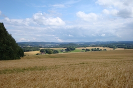Blick vom Culitzscher Berg Richtung Niedercrinitz ins Kirchberger-Granit-Gebiet